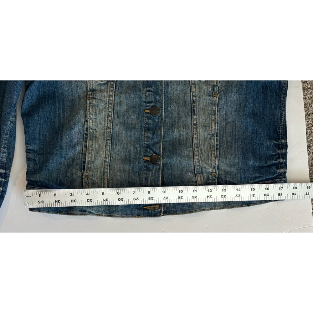 Joe Fresh Womens Denim Jacket Medium Wash Blue Trucker Jean Coat Size Large - Picture 10 of 13